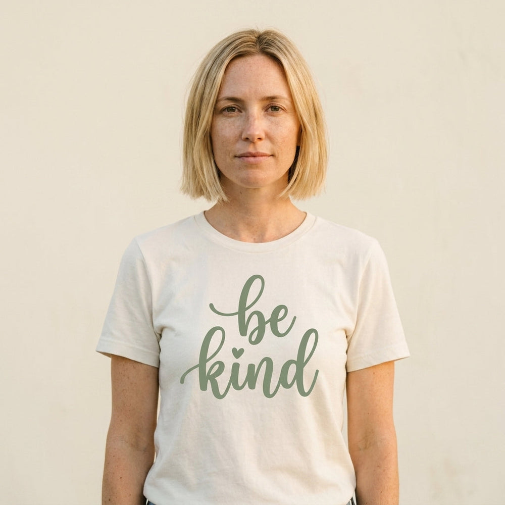 Be Kind Script Tee — Women's front view. Cali Life Co. California apparel, designed in San Diego