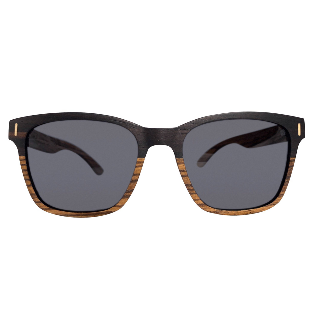 Cali Life Co. Gold Country polarized UV400 eco-friendly wood sunglasses with flower engraving - California Mountain Series