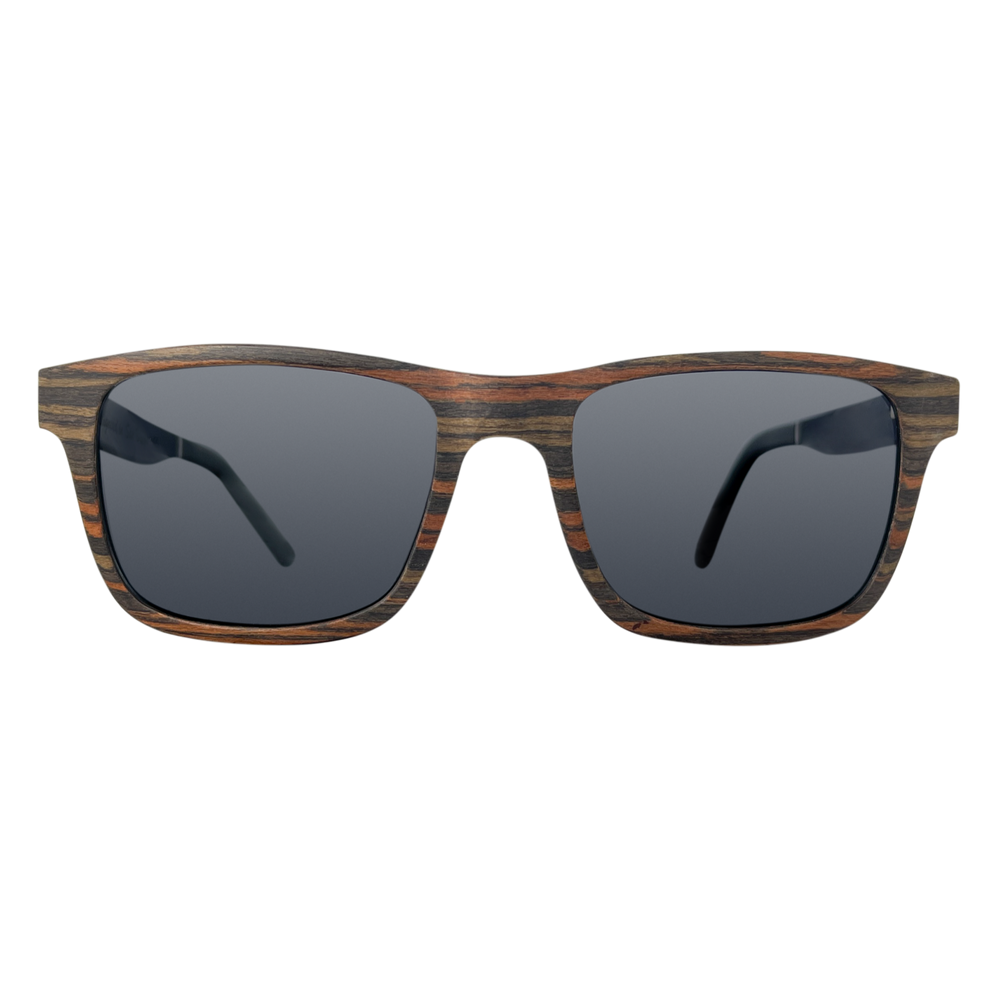 Cali Life Co. Lake Arrowhead polarized UV400 black oak and walnut wood frame sunglasses - California Mountain Series